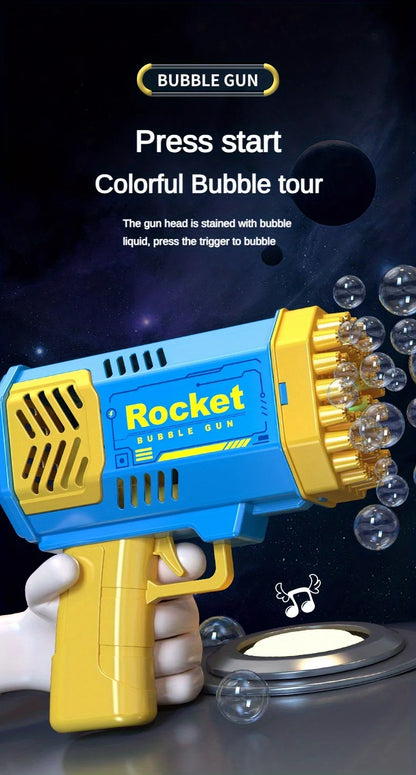 40-Hole Bubble Gun with LED Lights - Handheld Electric Rocket Launcher for Kids