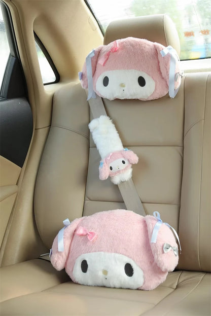 Sanrio My Melody Car Accessories - Seat Belt Cover, Cushion & Blanket Set