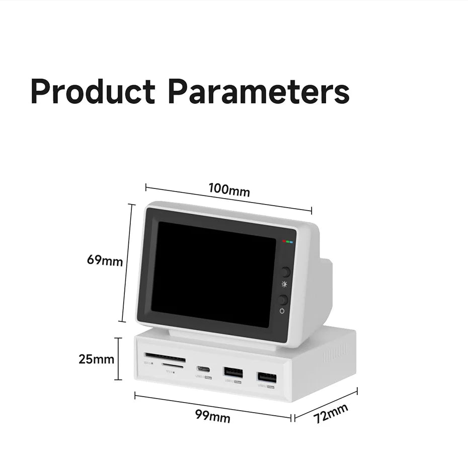 Hagibis 3.5'' IPS Mini Screen - AIDA64 Data Monitor with USB-C Hub for PC, Laptop & MacBook