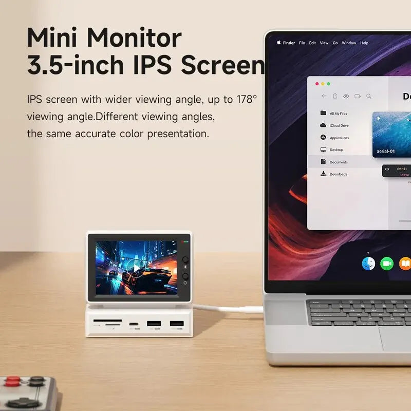 Hagibis 3.5'' IPS Mini Screen - AIDA64 Data Monitor with USB-C Hub for PC, Laptop & MacBook