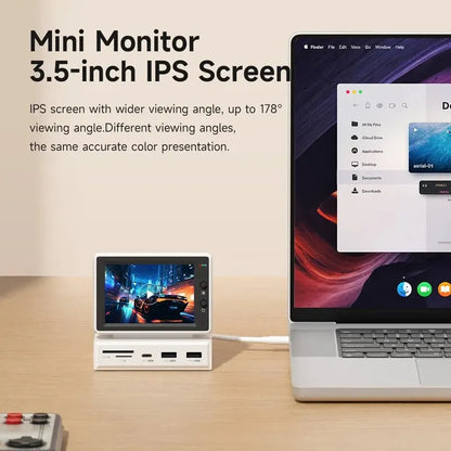 Hagibis 3.5'' IPS Mini Screen - AIDA64 Data Monitor with USB-C Hub for PC, Laptop & MacBook