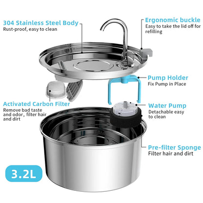 Stainless Steel Automatic Pet Water Fountain