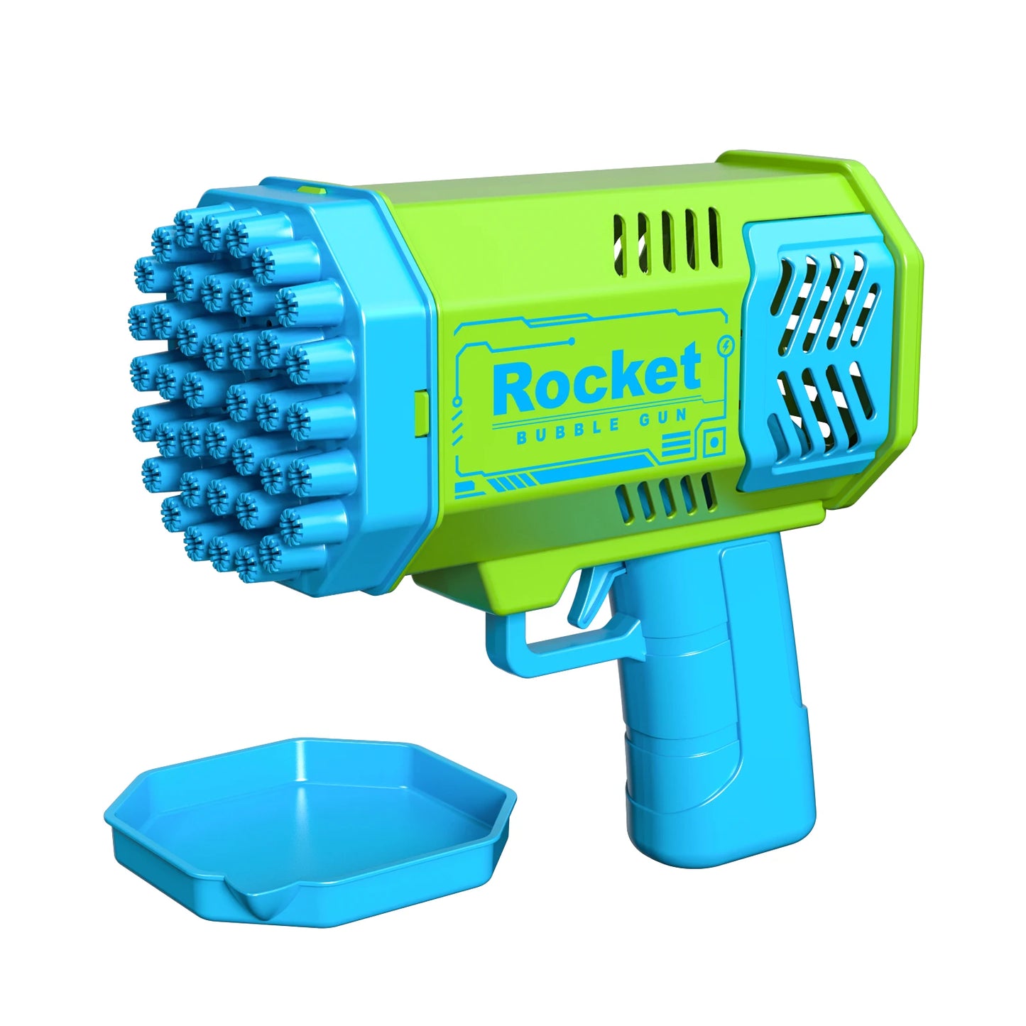 40-Hole Bubble Gun with LED Lights - Handheld Electric Rocket Launcher for Kids