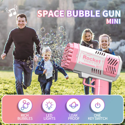 40-Hole Bubble Gun with LED Lights - Handheld Electric Rocket Launcher for Kids