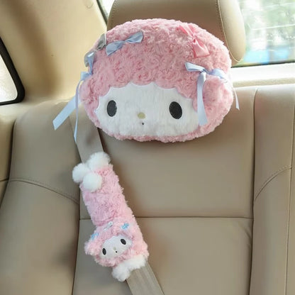 Sanrio My Melody Car Accessories - Seat Belt Cover, Cushion & Blanket Set