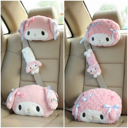 Sanrio My Melody Car Accessories - Seat Belt Cover, Cushion & Blanket Set