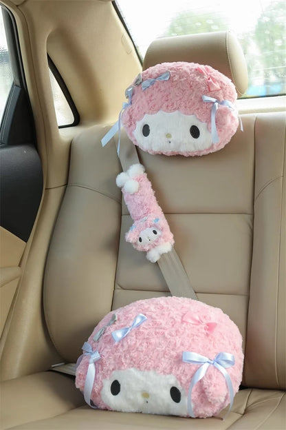 Sanrio My Melody Car Accessories - Seat Belt Cover, Cushion & Blanket Set