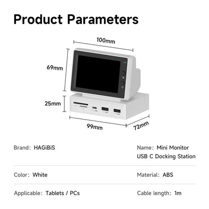 Hagibis 3.5'' IPS Mini Screen - AIDA64 Data Monitor with USB-C Hub for PC, Laptop & MacBook