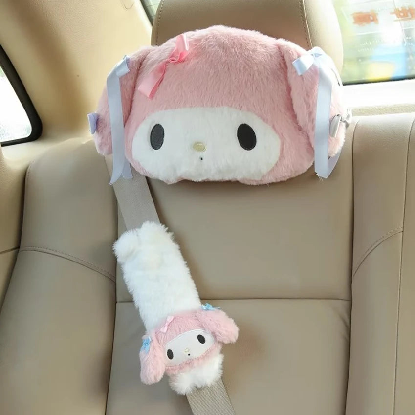 Sanrio My Melody Car Accessories - Seat Belt Cover, Cushion & Blanket Set