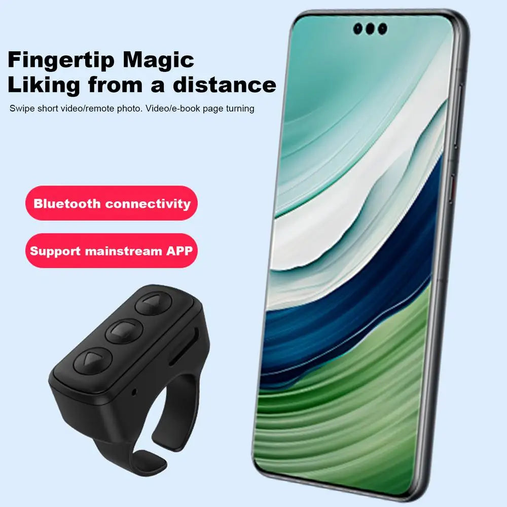 Wireless Bluetooth Scrolling Ring - Remote Control for TikToks, Selfies, and Video Recording